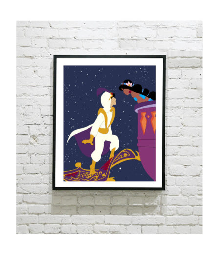 Disney Art Print - Aladdin & Jasmine Kiss