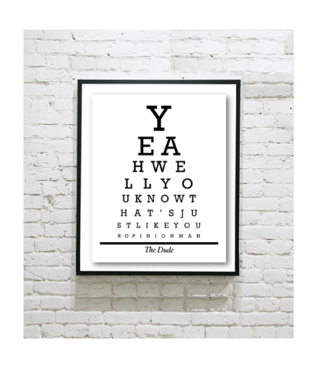 The Big Lebowski Eye Chart - That's Just Like Your Opinion, Man