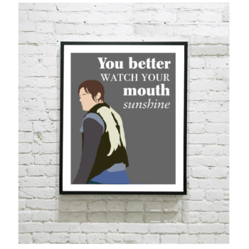 The Walking Dead Art Print - Daryl Jacket Wings with Quote