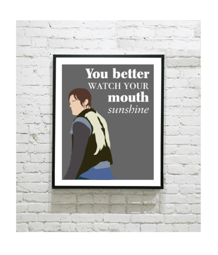The Walking Dead Art Print - Daryl Jacket Wings with Quote